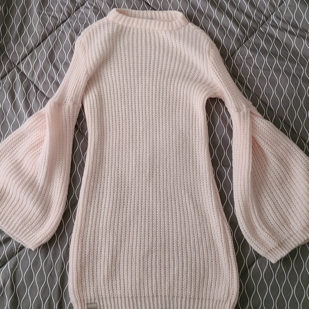 Fobya Pink Bell-Sleeve Sweater Dress
